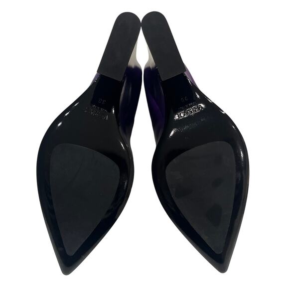 S8 VERSACE $1,450 Platform Tempest Wedge Heels Calf Leather Purple IT36/US6 - Picture 7 of 8